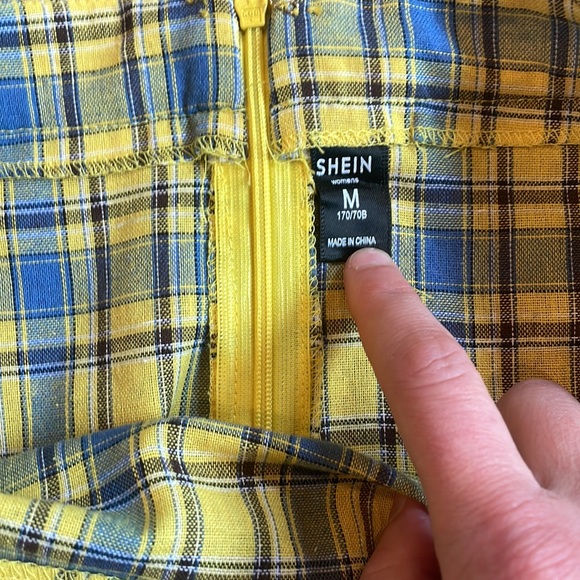 Yellow and blue plaid skirt - Picture 3 of 6